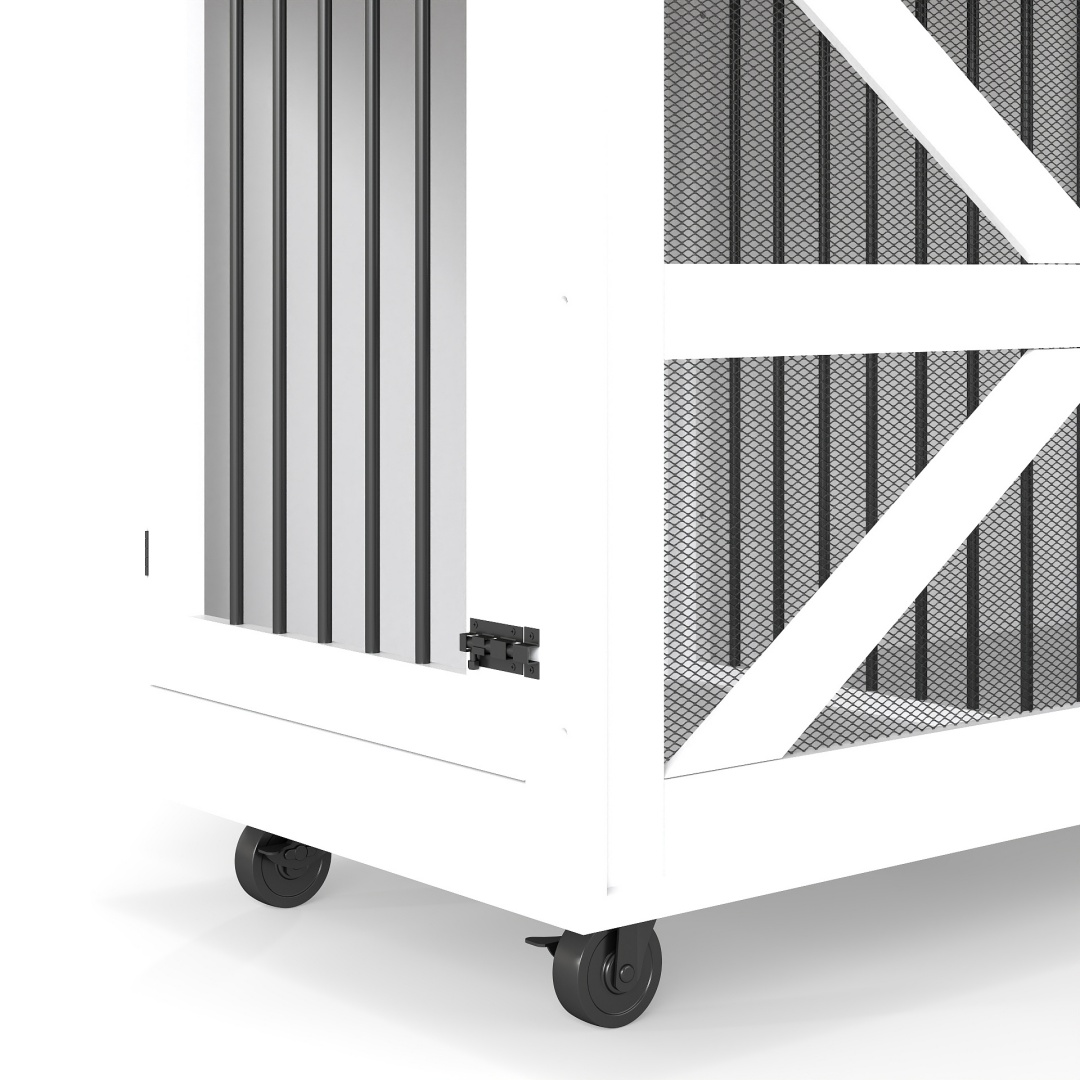 47.2 Mobile Dog Crate With Flip-Top Feeding Door, Dual-Access & 5 Caster System 2 Locking, Side Hooks - Multi-Functional Pet Kennel, double Dog Crate Furniture — image 23
