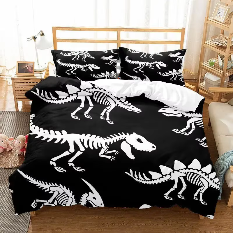 Cama de Esqueleto de Dinosauro Roar para Niños Adolescentes Jovenes Cubierta de Edredón Tamaño Twin Sofía y Suave Microfibra Decoración del Hogar Regalo de Cumpleaños — imagen 3