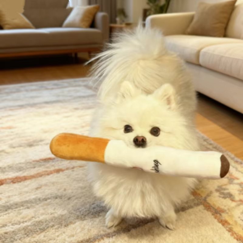 Juguetes de Mascotas Divertidos: Cigarrillo Grande Humo Plush con Sonido, Juguetón para Perros con Mordida Resistente — imagen 1