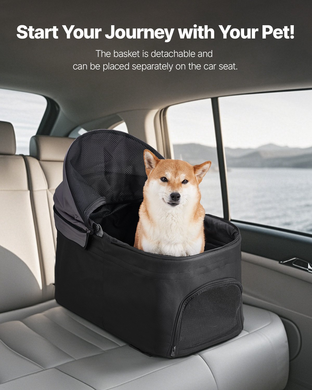 Pet Stroller Foldable 4 Wheels Dog Stroller Detachable Carrier Up To 35lbs — image 3