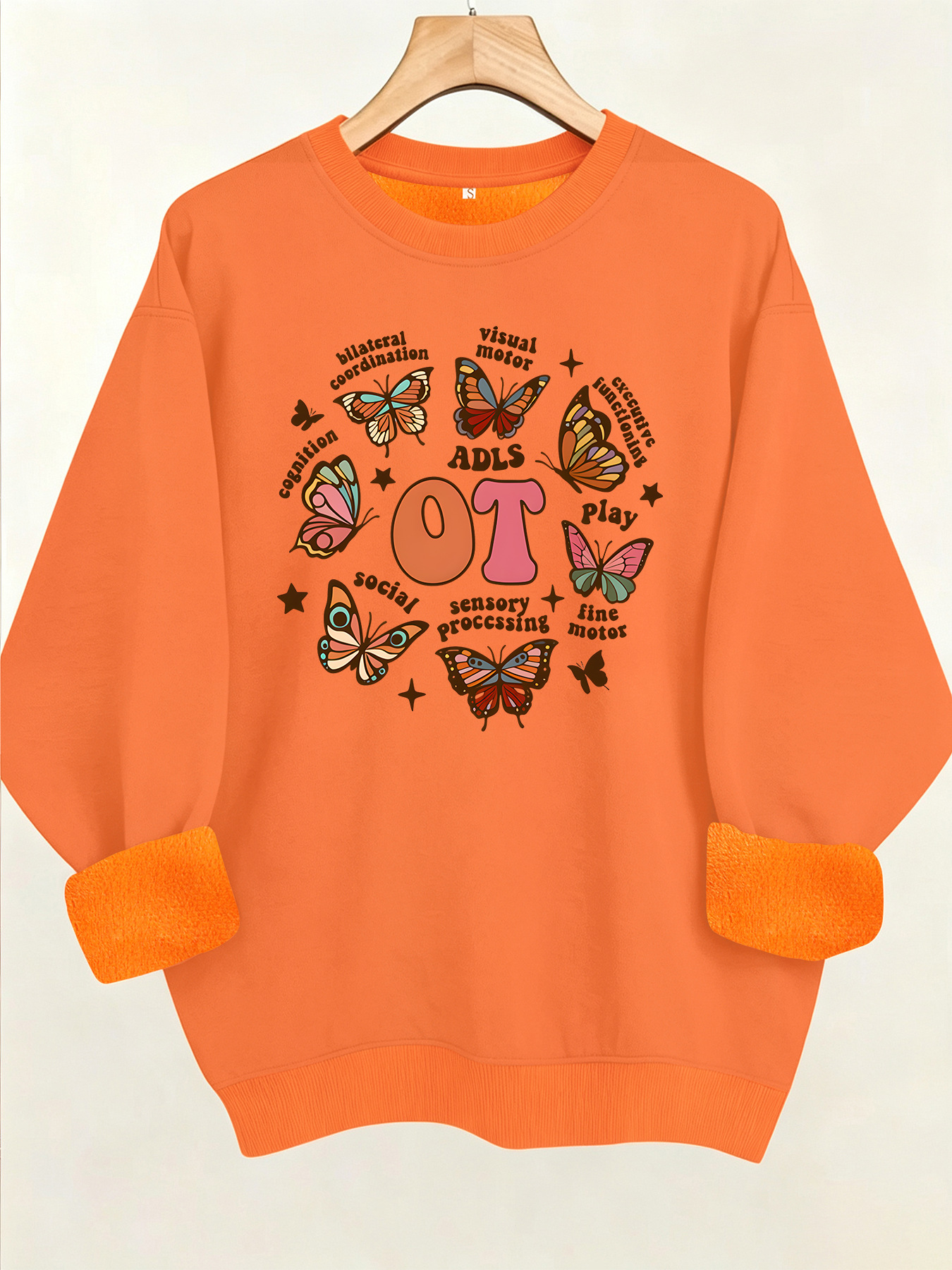 Butterfly print round neck fleece hoodie — image 12