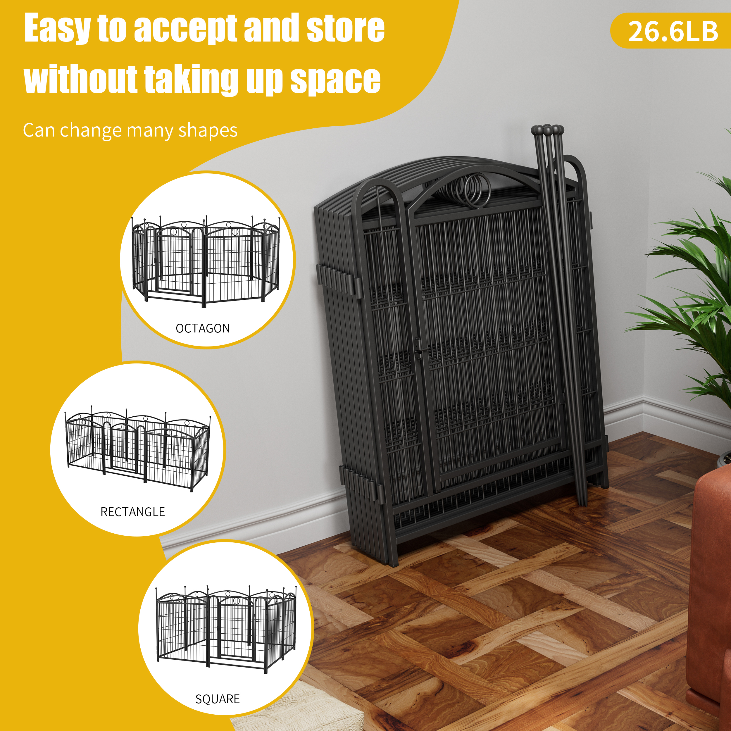 Dog Playpen Indoor 32 inch 8 Panels Metal Dog Pen Pet Dog Fence Outdoor Exercise Pen with Doors, Heavy Duty Dog Fence Puppy Pen for Large Medium Small Dogs Indoor Outdoor Foldable Pet Exercise Pen — image 19