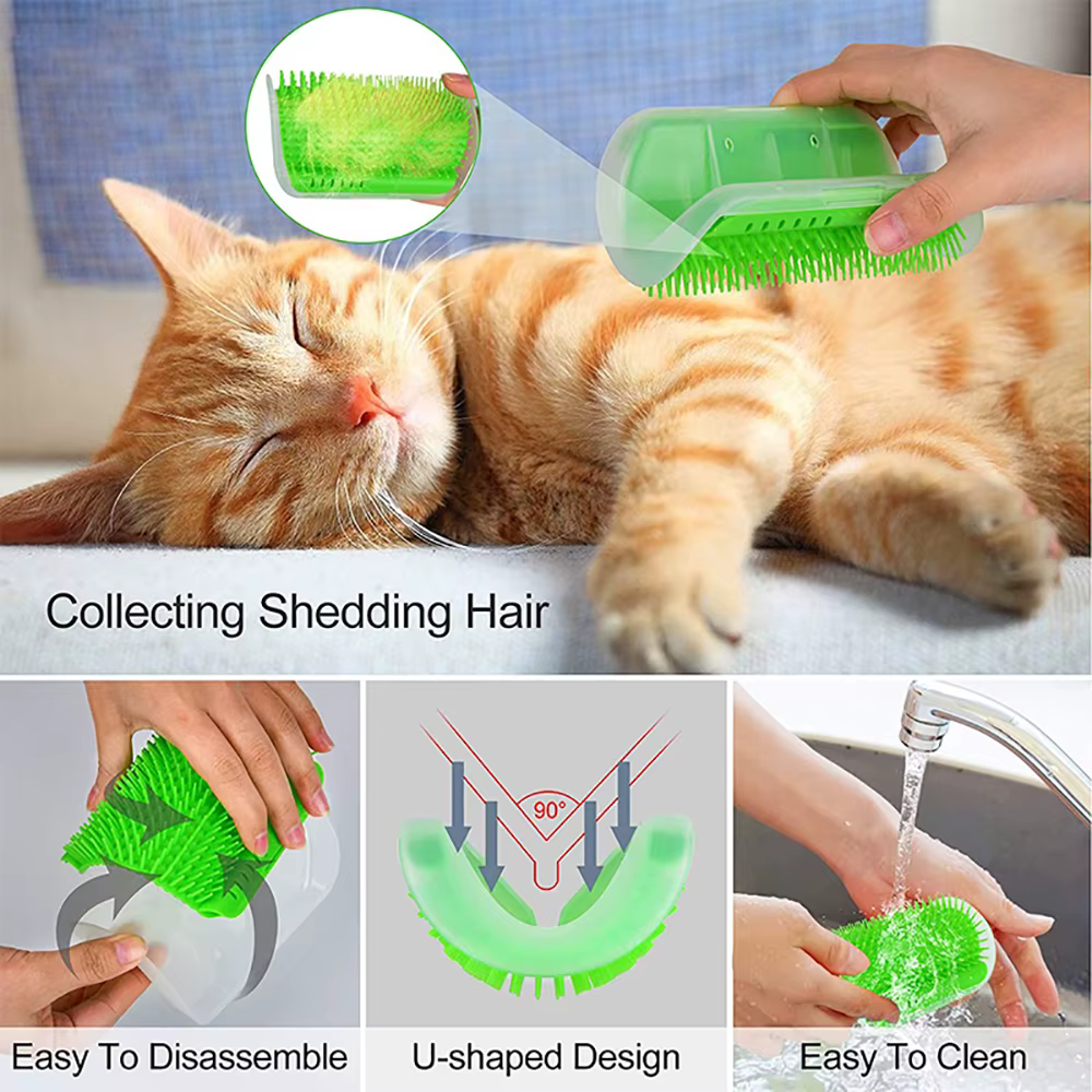 Pulidor de Gatos con Masaje para Rasguñar y Peinar Mascotas Elimina Cabellos Recogedor de Cepillo para Perros y Gatitos Cuidado Reino Canin Accesorios — imagen 5