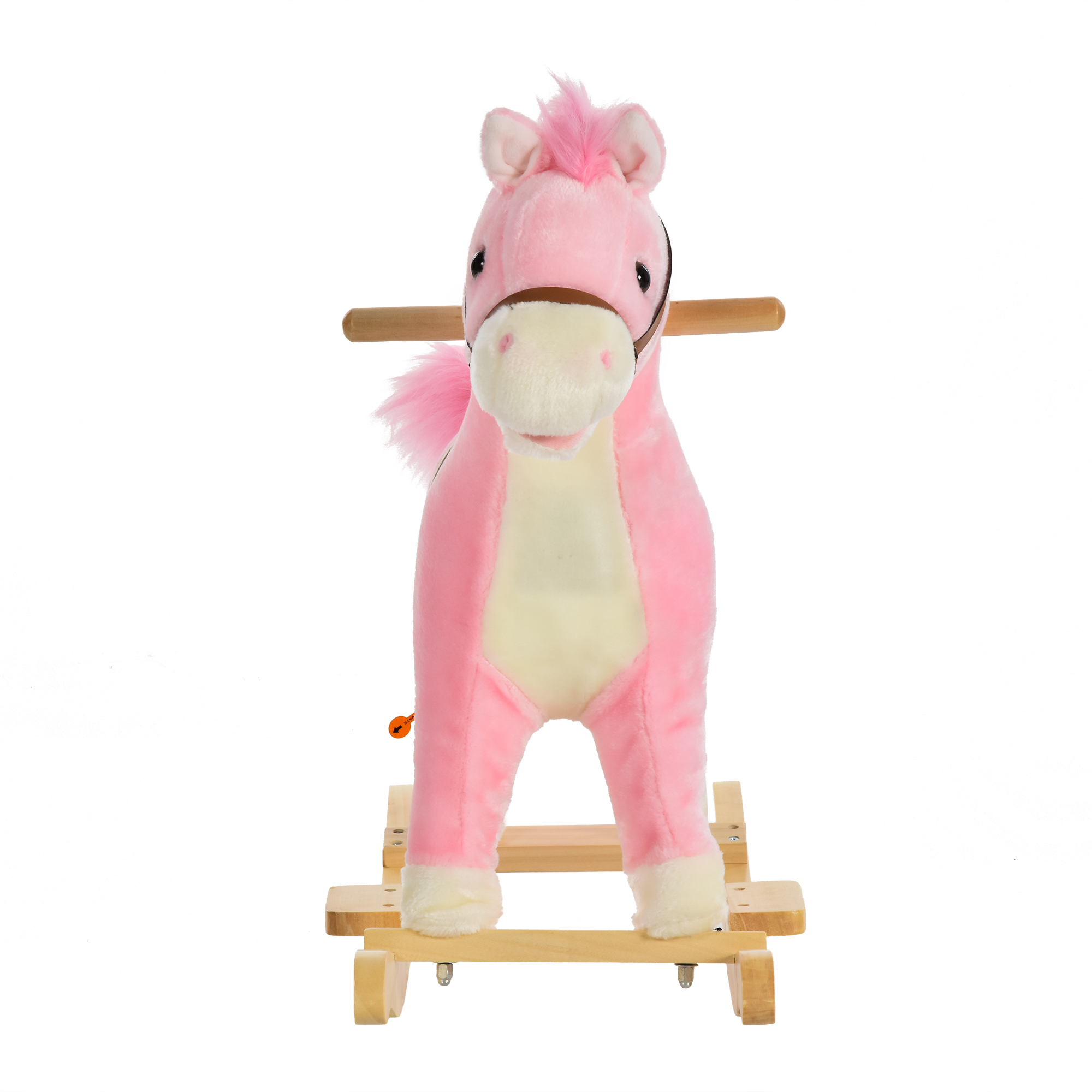 Rocking Horse Plush Animal on Wooden Rockers, Baby Rocking Chair with Sounds, Moving Mouth, Wagging Tail, Pink — image 6