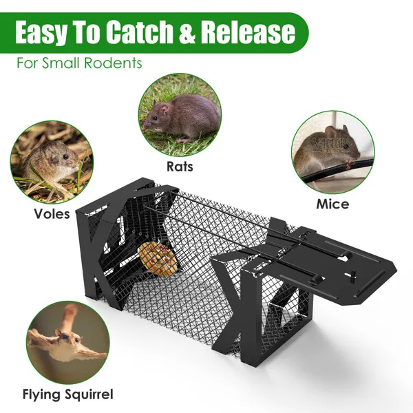 Presa Humana de Ratones Caja No Letal Sin Electricidad Glue Químicos, Metal Pesado Resistente a la Rústica 1.15mm Fácil Captura y Liberación para Ratones Topillos Hamsters Interior y Exterior — imagen 3