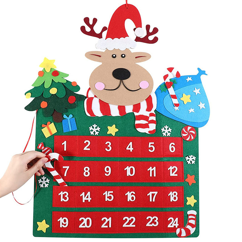 Christmas Countdown Calendar with Felt Reindeer and Pocket, Advent Calendar for Christmas — image 2