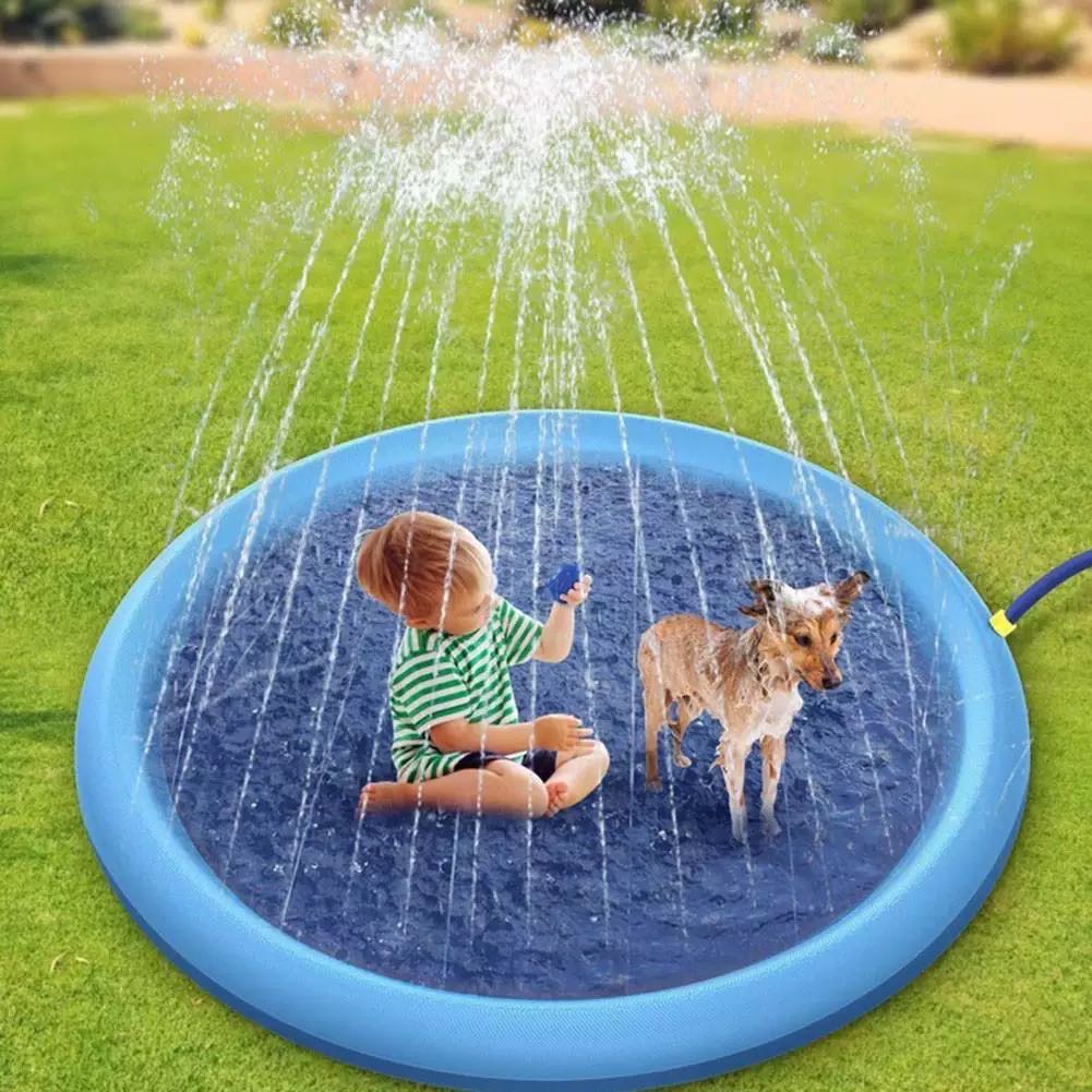 150C170CM Children's Outdoor Dolphin Playing Mat Lace Letter Sprinkler Mat Pet Sprinkler Mat — image 1