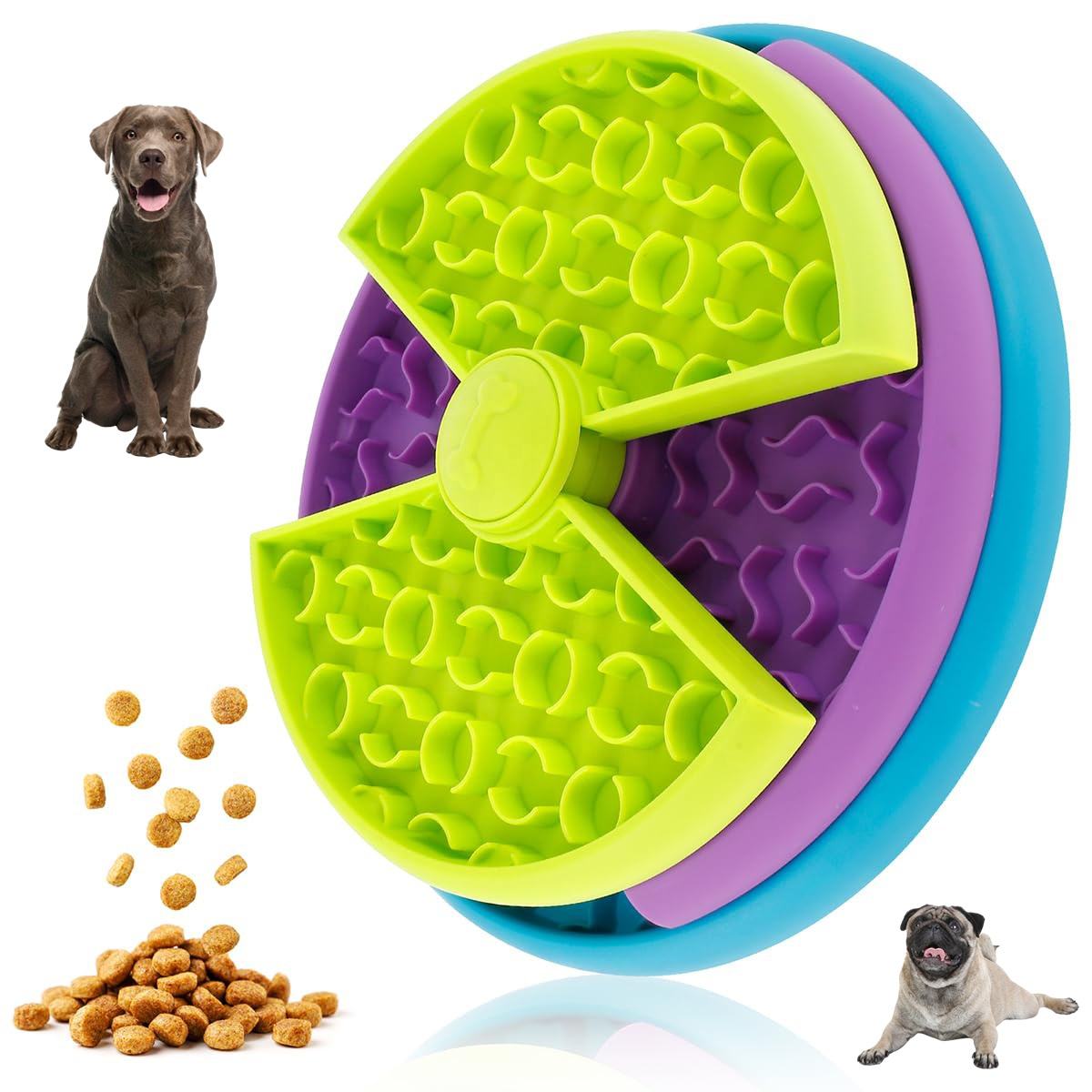 Comida Lenta para Mascotas - Tazón Anti Ahogamiento para Gatos, 3 en 1 Juguete Interactivo para Perros, Maza de Lamer y Tazón Ralentizador - Estímulo Mental para Canes Medianos y Grandes — imagen 2