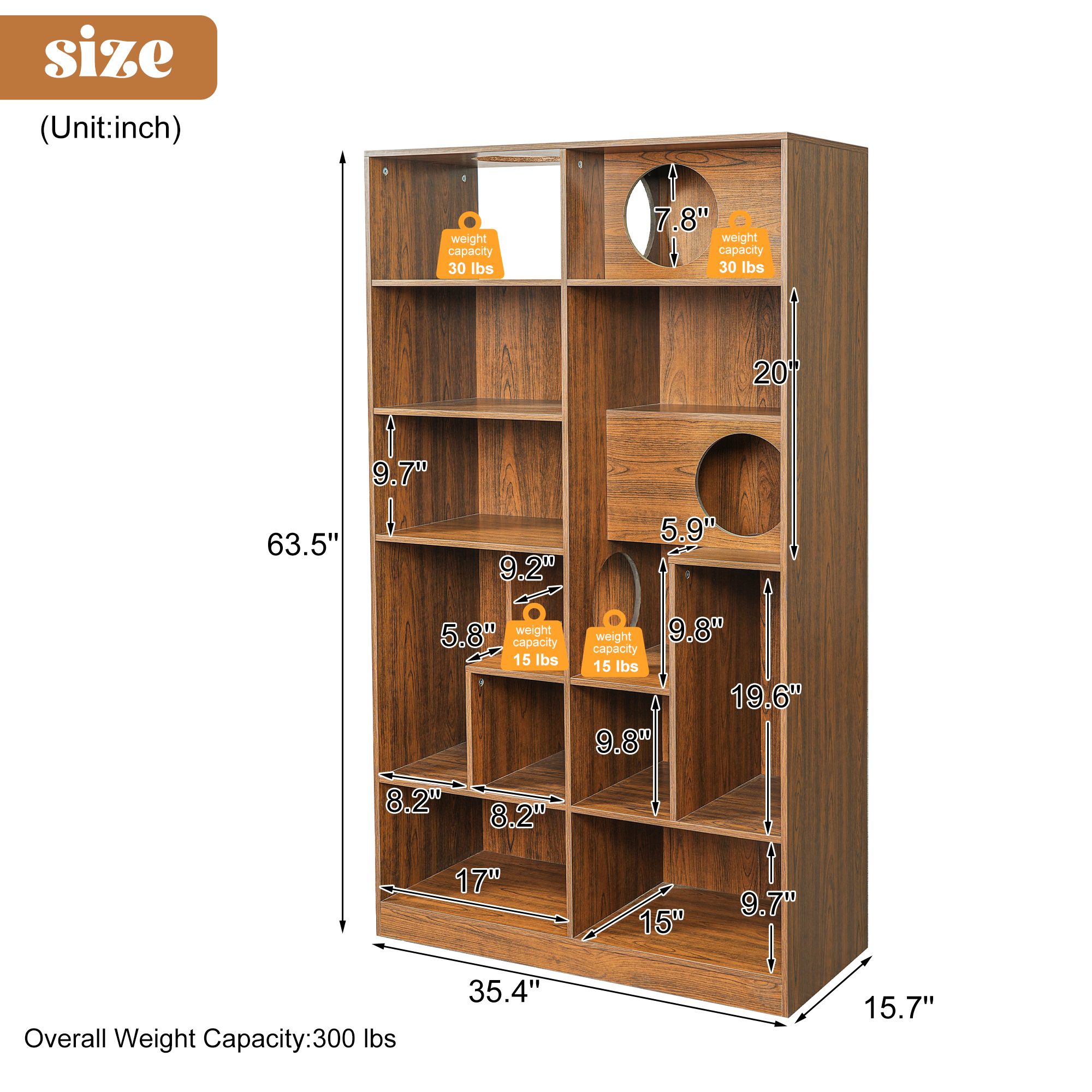 Modern 2 IN 1 Wood Bookshelf Cat House, Cat Tree Display Case With Storage, Cat Litter Box Enclosure Climbing Shelf - BROWN — image 4