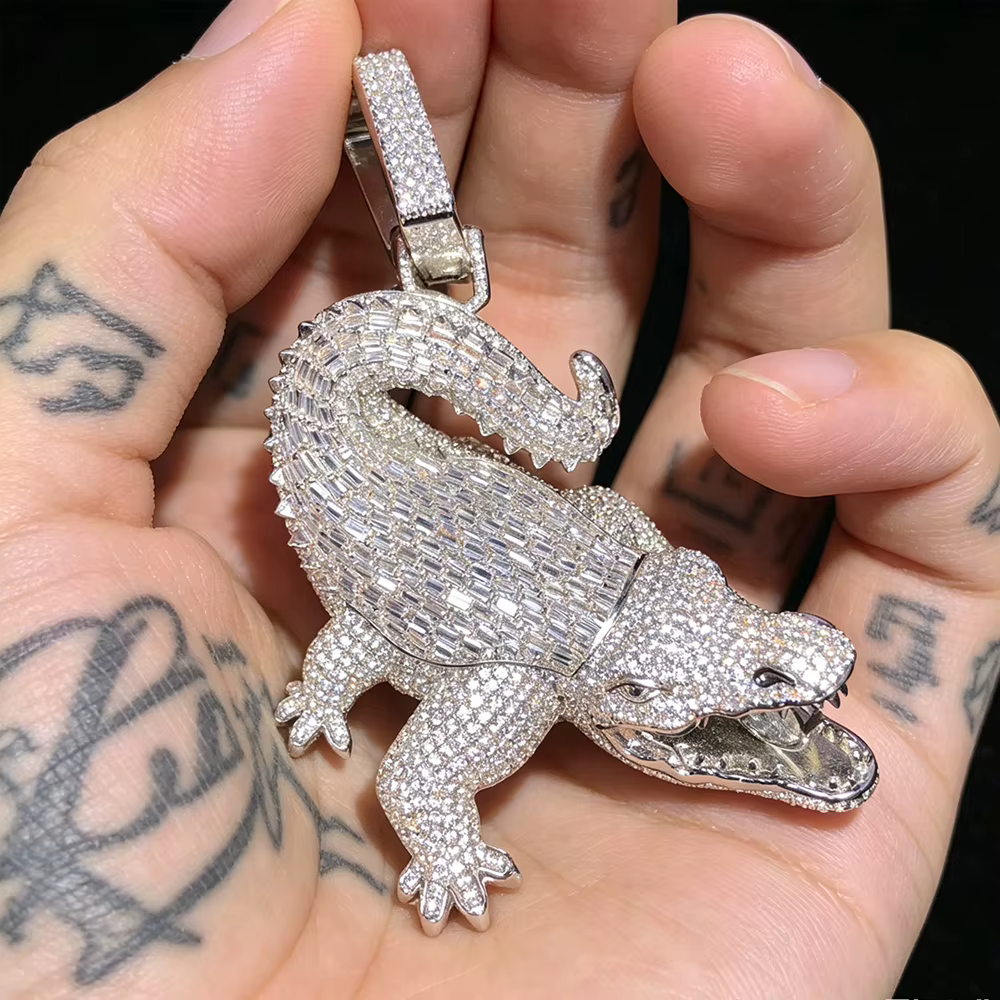 Pulsera de Caimán de 18K de Oro Planchado con Piedras de Cubierta Brillante para Hombres Amigos Micro Pave Diamantes Sintéticos Joyería Finísima Regalos para Varones Ambiciosos Dominantes Accesorios de Hip Hop Raperos Club — imagen 5
