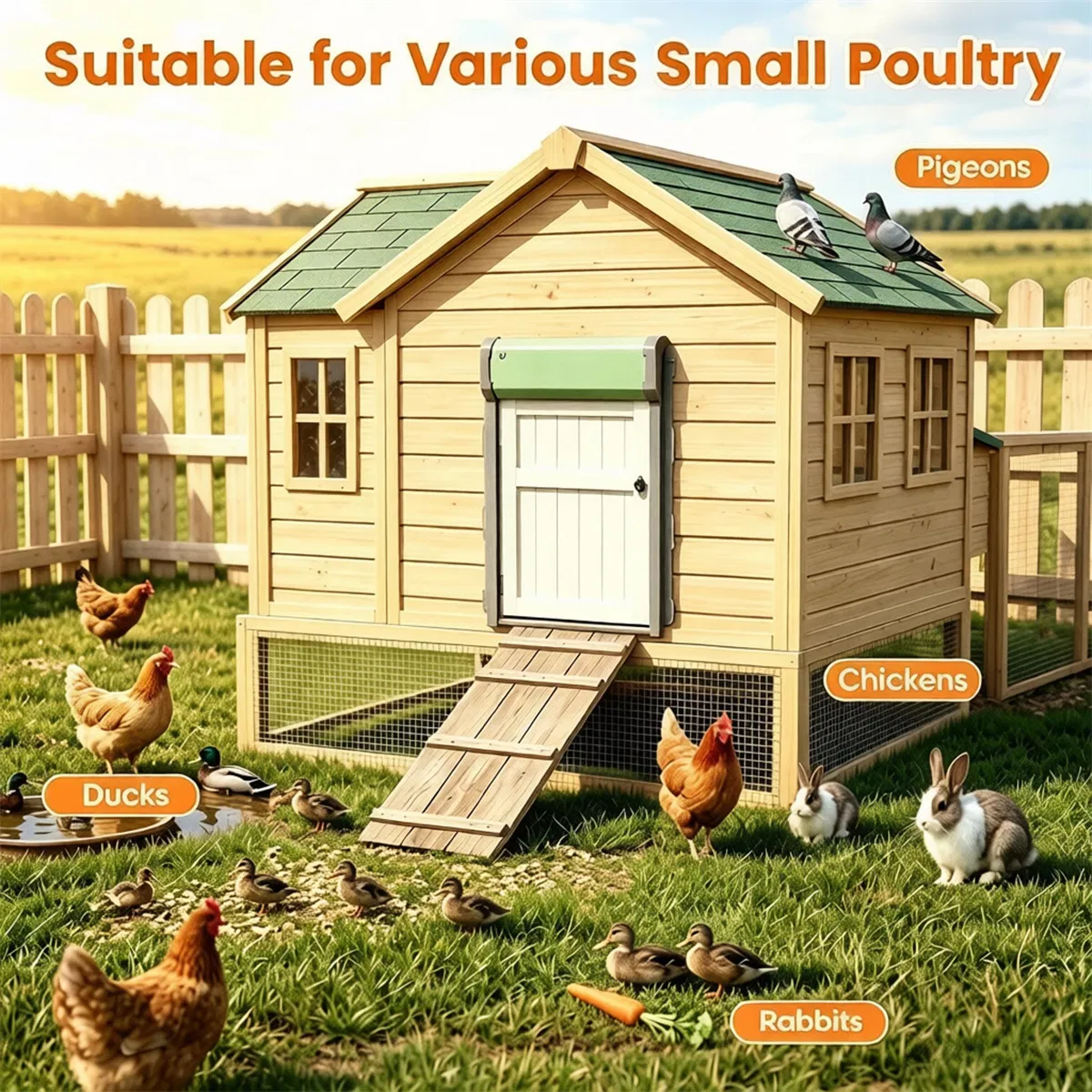 Solar Powered Automatic Chicken Coop Door with 4 Modes Light Sensor Timer Remote Control, Anti-Pinch Weatherproof Aluminum Opener for Chickens Ducks Rabbits Poultry — image 5