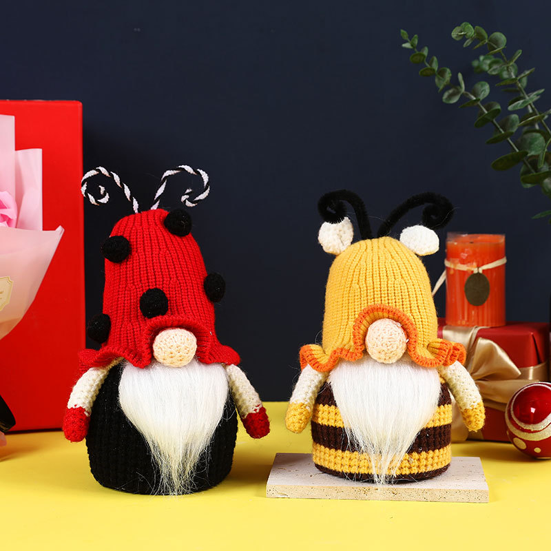 New bee knitted wool faceless doll cute dwarf doll ornaments creative goblin doll gift — image 1