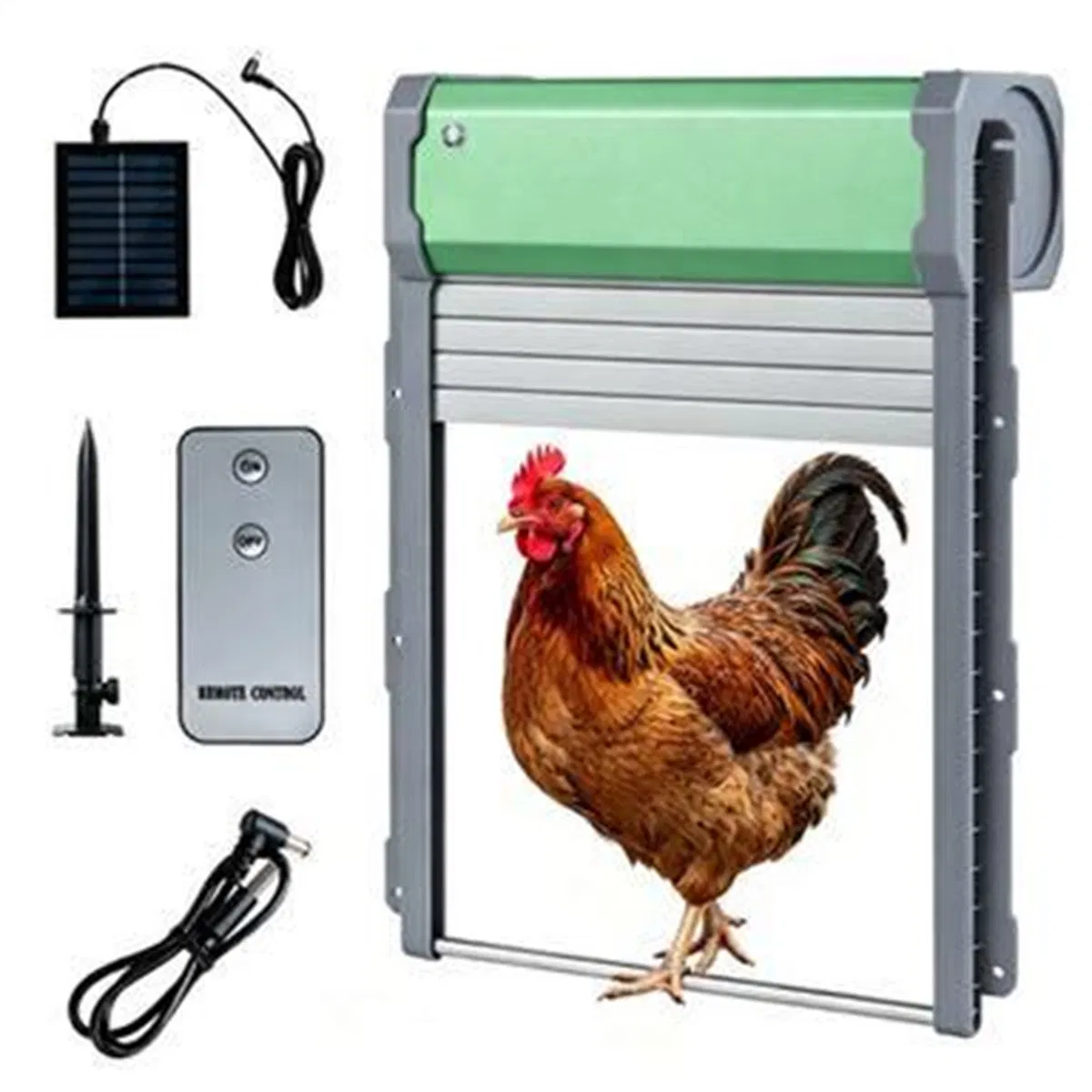 Solar Powered Automatic Chicken Coop Door with 4 Modes Light Sensor Timer Remote Control, Anti-Pinch Weatherproof Aluminum Opener for Chickens Ducks Rabbits Poultry — image 1