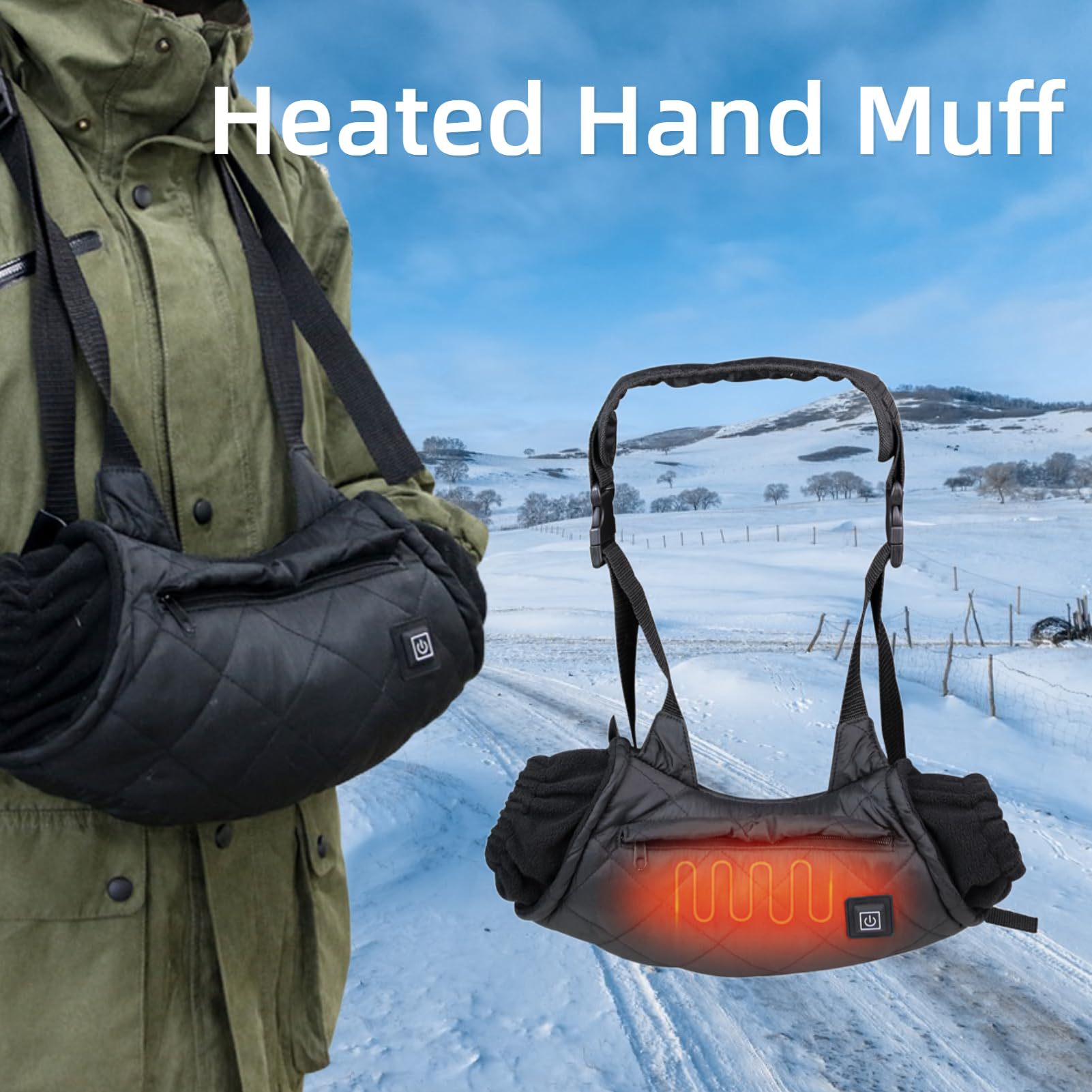 Ice fishing equipment outdoor camping heated warm gloves three speed adjustable heating warm handbag — image 1