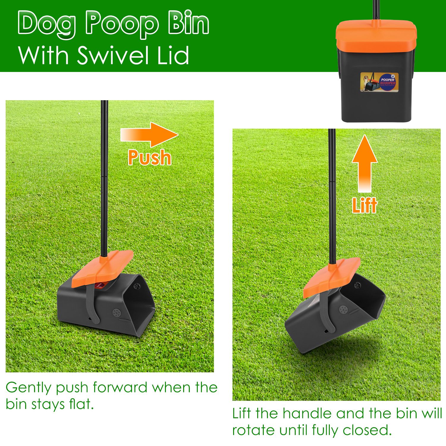 1 Juego de Kit Recogedor de Excremento para Perros Rastrillo y Bote Giratorio Herramienta Resistente para Recoger Excremento con Mango Extra Largo, 35 Bolsas de Desecho y Dispensador — imagen 5