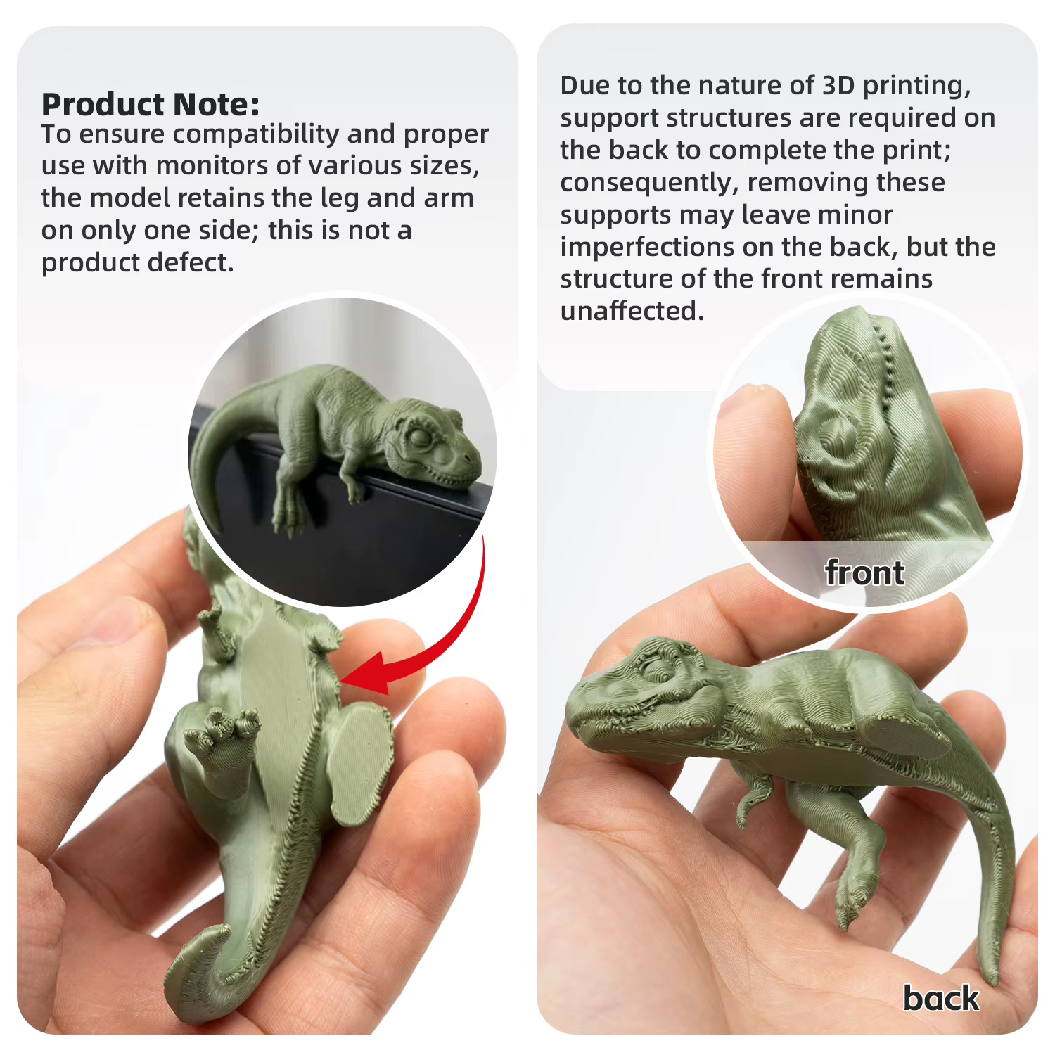 Sleeping T-Rex Monitor Topper Figurines 3D Printed Mini Lazy Dinosaur Ornaments for Desk/Monitor/Shelf Cute Jurassic Dino Decor — image 2