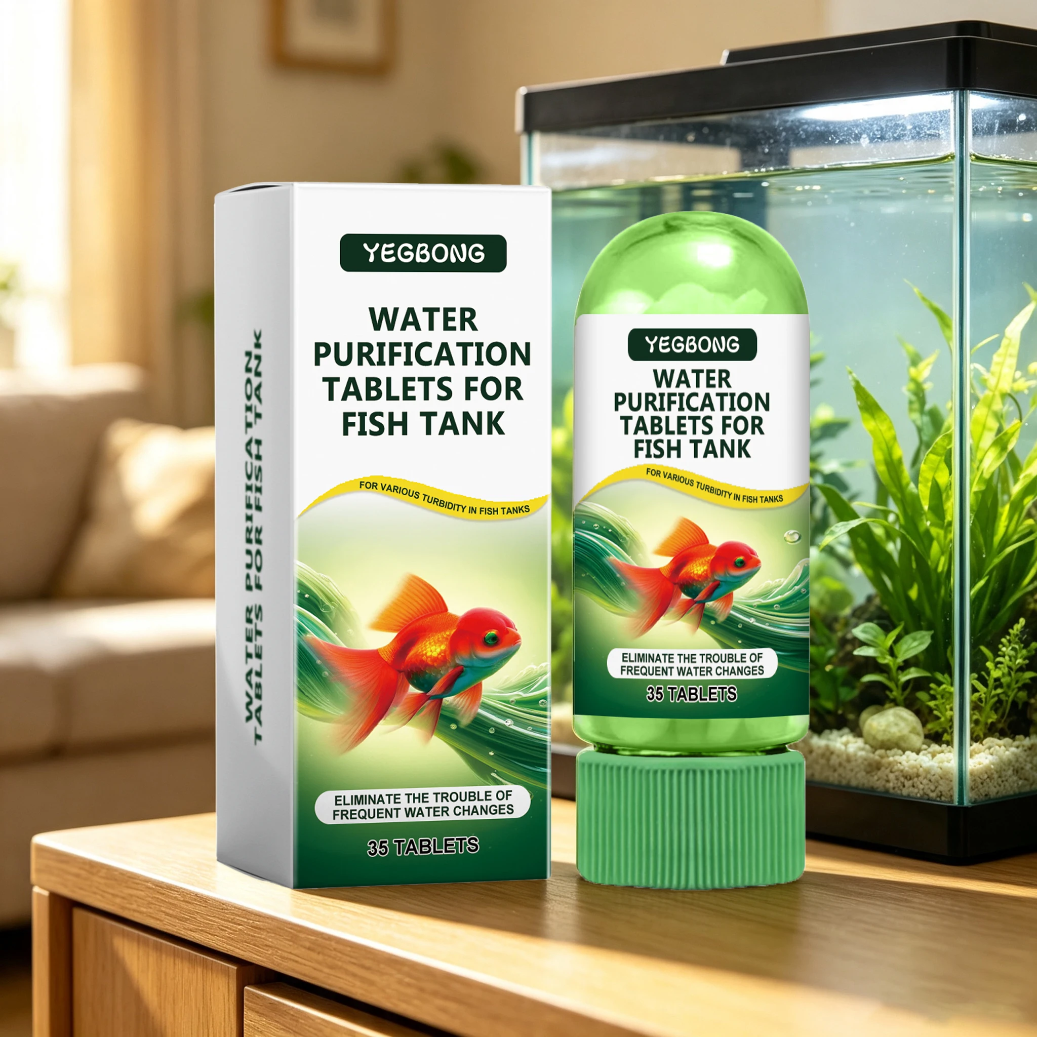 35PCS Fish Tank Water Cleaner Tablets Effective Water Purification Algae Removal Eliminate Bad Odors Remove Impurieities Enhance Clarity Fish Tank Cleaner — image 1