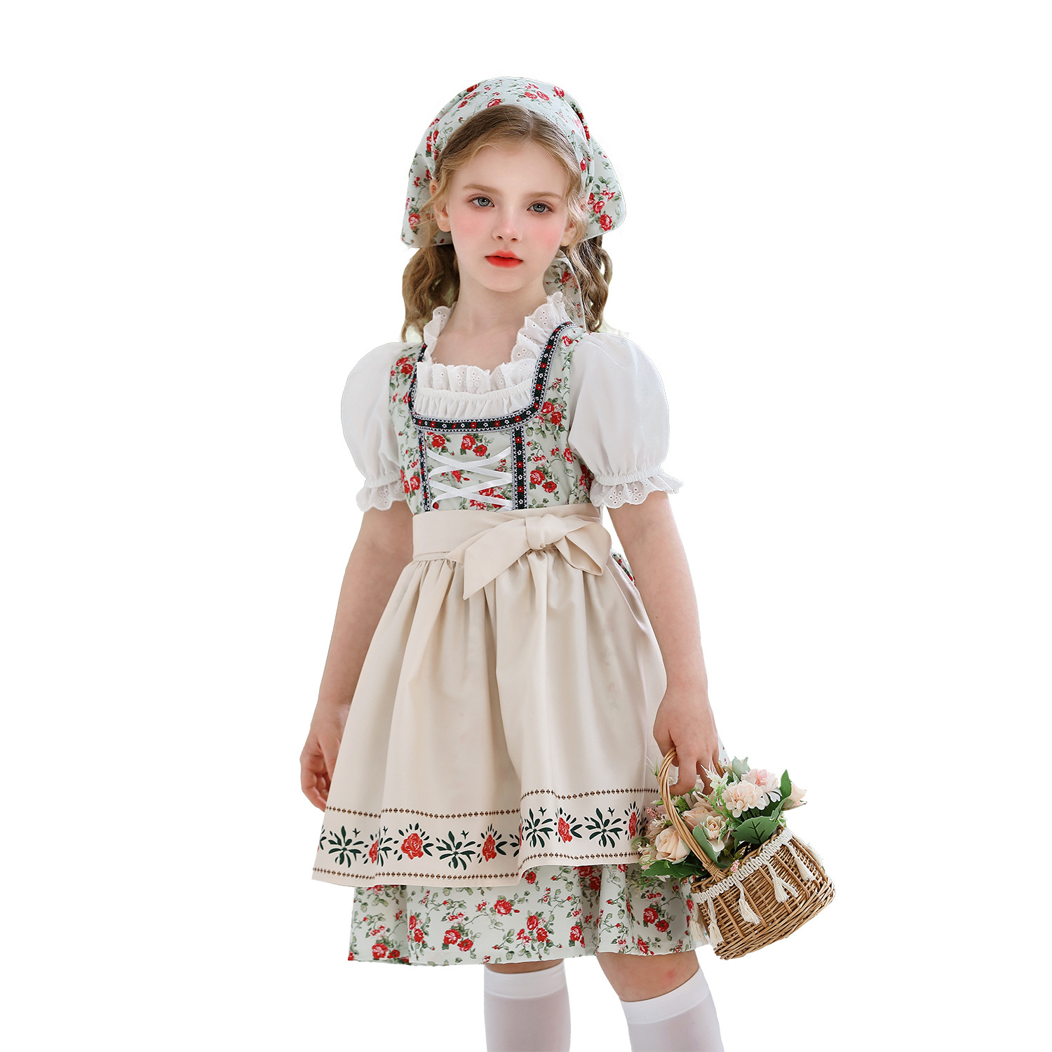 Rural Colonial Children's Clothing Beer Festival Maid Style Cottage Girl Lolita Farm Dirndl Dress — image 2