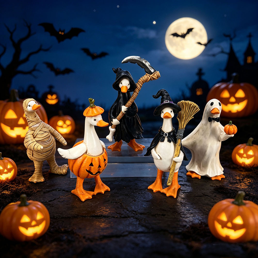Halloween Duck Figurine Mummy Pumpkin Reaper Witch Ghost Desktop Resin Craft — image 2