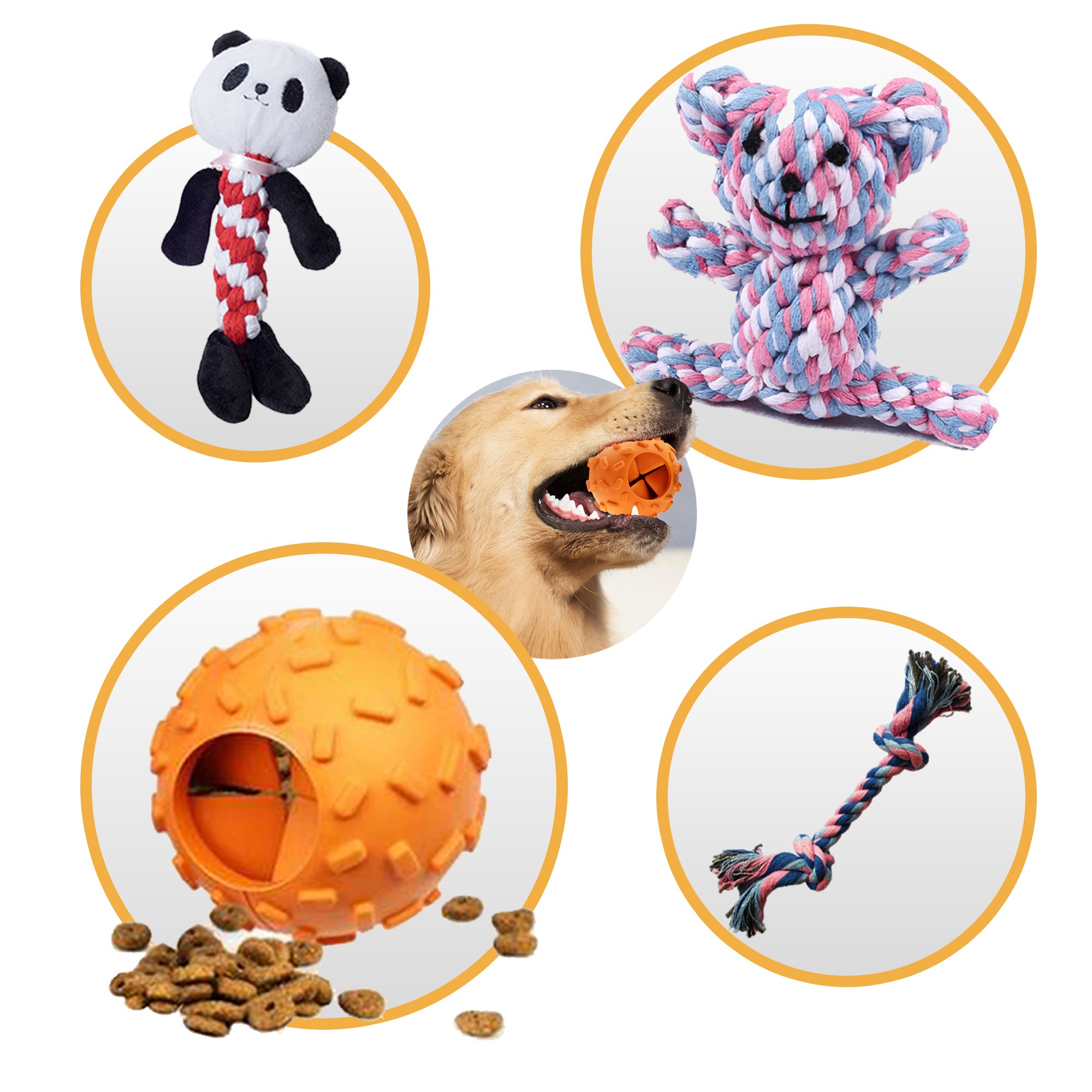 Orange-yellow Leakage Ball Puzzle Throwing Dog Bite Toy Ball Grinding Teeth Cleaning Rubber Dog Toy — image 2