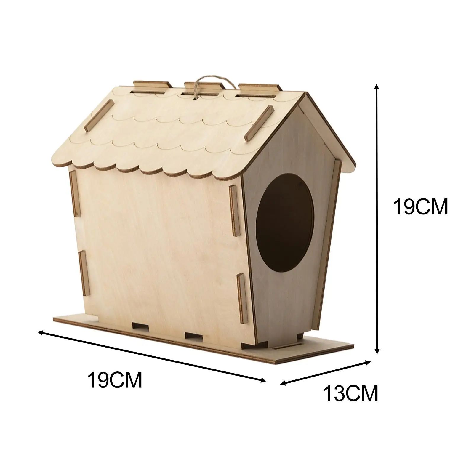 Casa de pájaro para hacer en casa Regalo para jardín Refugio al aire libre Sin terminar Casa de anidación de madera — imagen 3