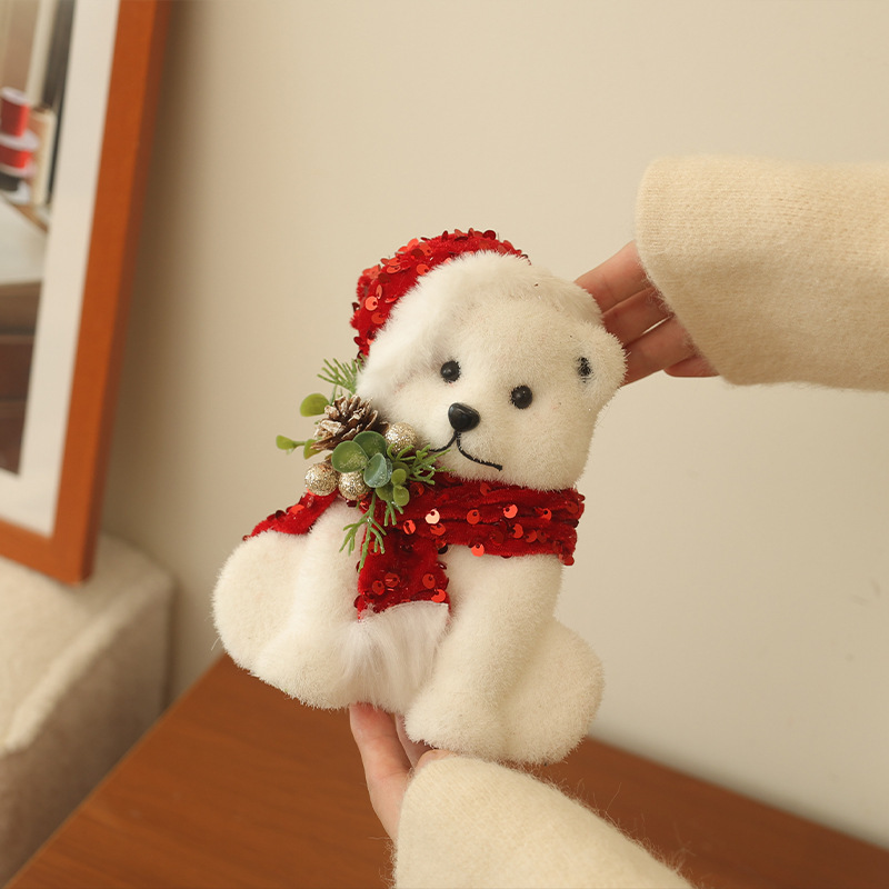 Christmas Decoration Figurines Snowman Santa Reindeer Squirrel Polar Bear Christmas Tree Ornaments Scene Decoration — image 2