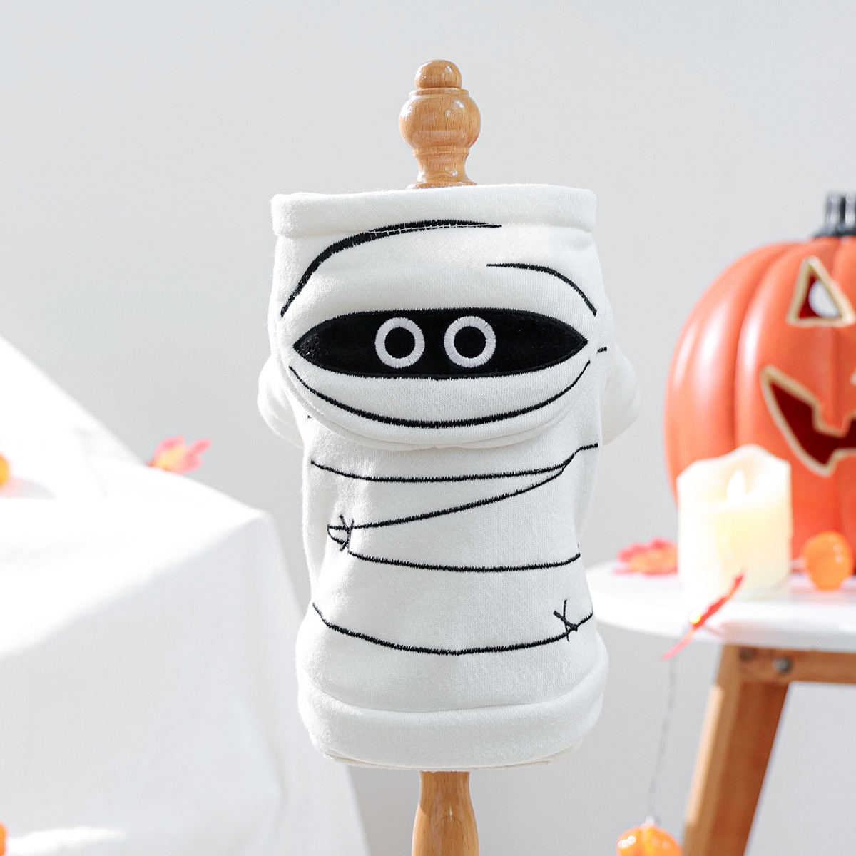 Cute Halloween Mummy Hoodie for Small Dogs and Cats, Warm Autumn/Winter Pet Clothing — image 5