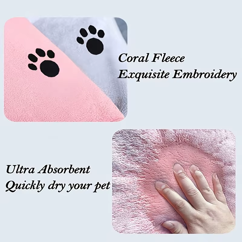 Pet Drying Towel for Dogs Cats, Super Absorbent Soft Bath Towel, Pet Grooming Supplies for Pet Bath Cleaning — image 4