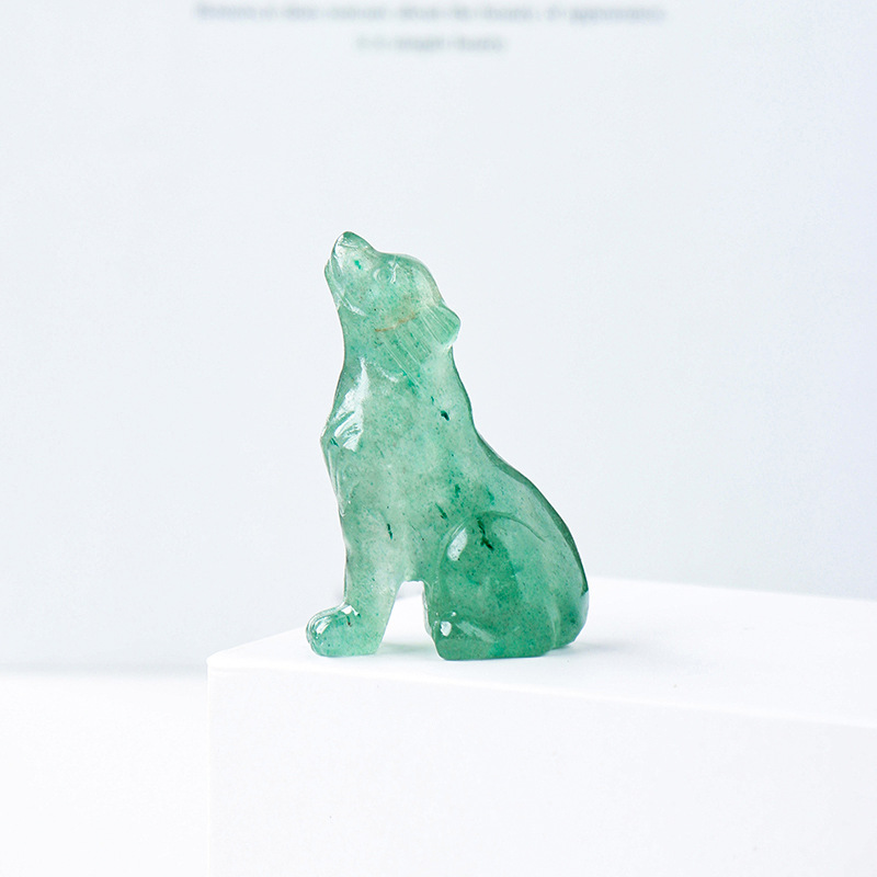 Natural crystal wolf cub carving piece, crystal animal raw stone, mineral specimen, home decoration ornament — image 12