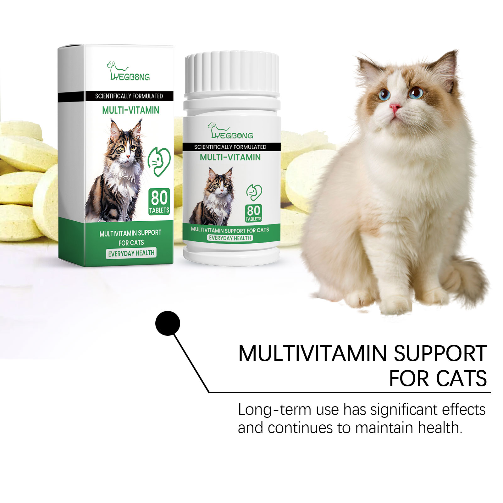 Pet Cat Multivitamin Tablets, Cats Supplement Vitamin Micronutrient Nutritional Supplements — image 6