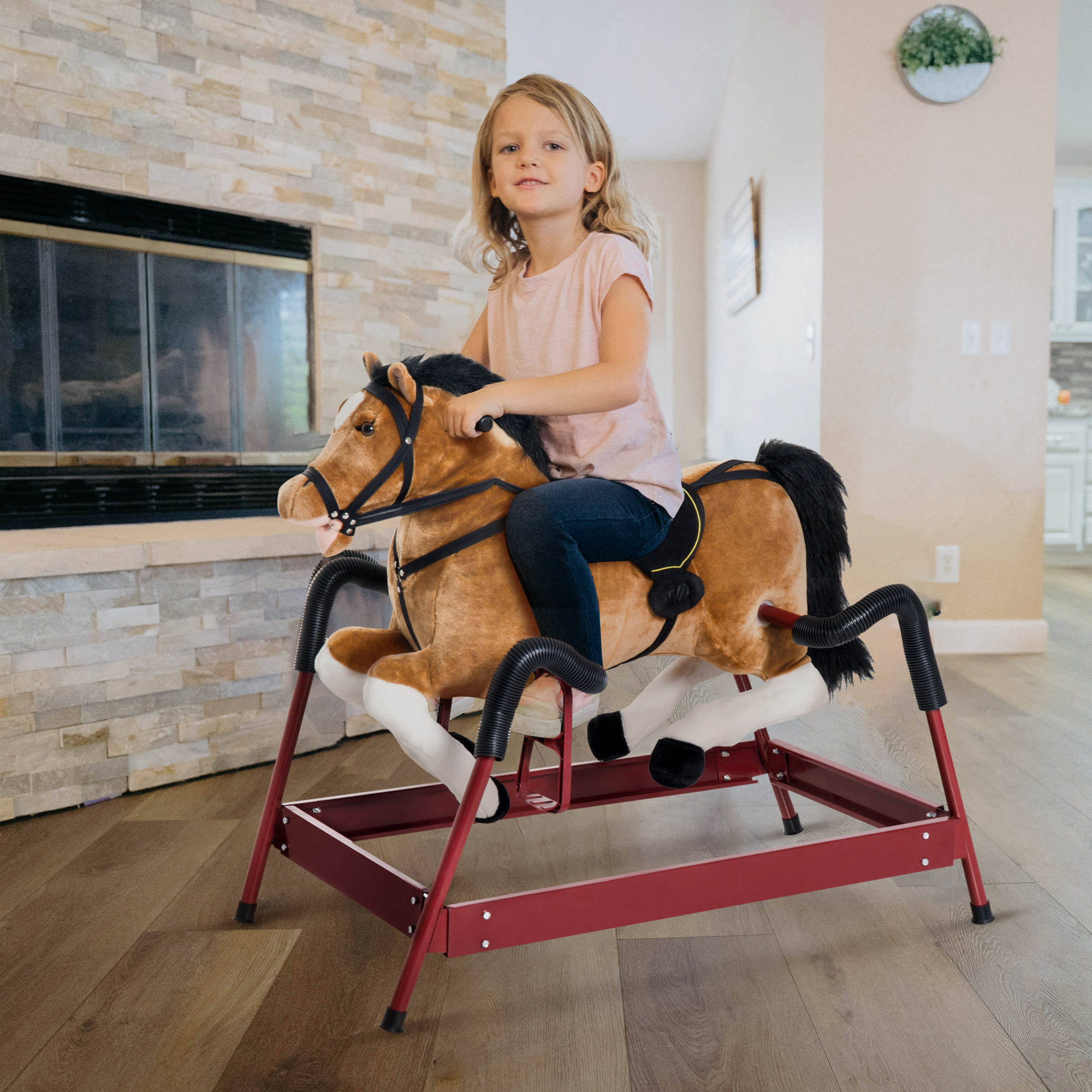 Caballo de Madera Plush para Niños con Sonidos Realistas, Color Marrón — imagen 5