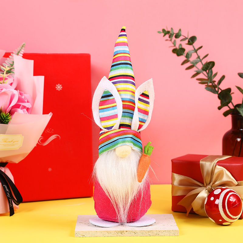 Nuevos decorados de Pascua muñeco de conejo con cara de nabo y enano sin rostro para decoración de ventana — imagen 4