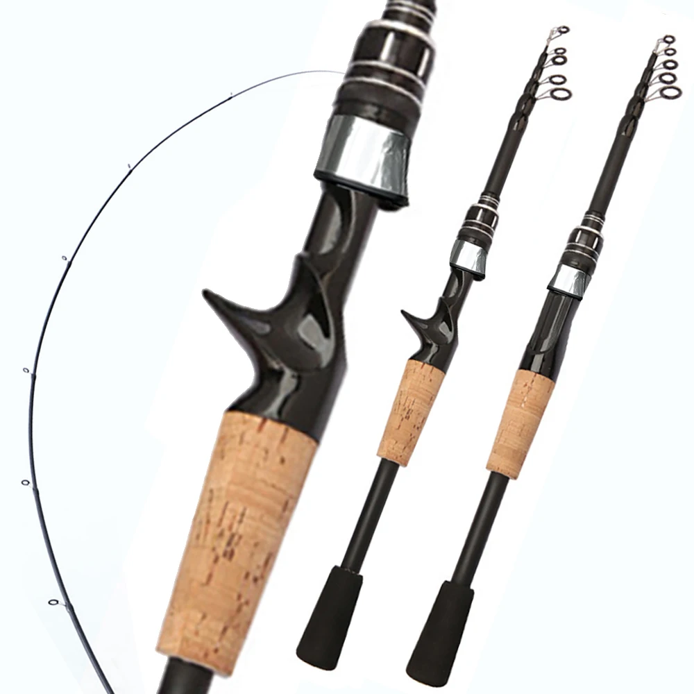 Baitcasting Lure Fishing Rod Spinning Telescopic 8g-25g Wooden Handle Carbon Casting Fishing Tackle Professional Light-weight — image 1