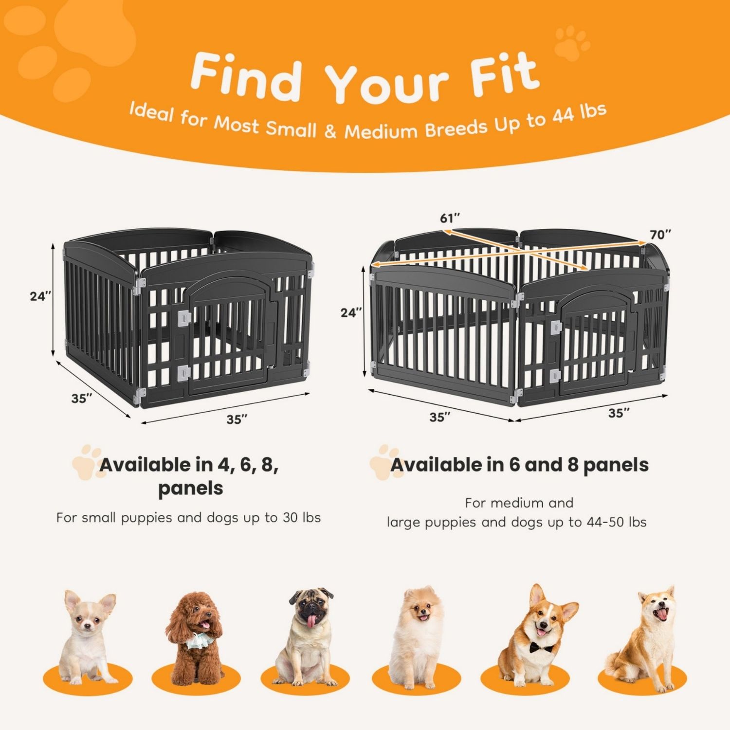 Dog Playpen Safe & Secure Indoor-Outdoor Pet Fence -Folding & Portable Ideal For Small To Medium Dogs - Easy To Clean — image 2