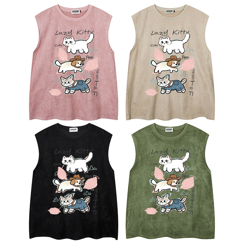 Stacked cat and dog printed vest — image 6