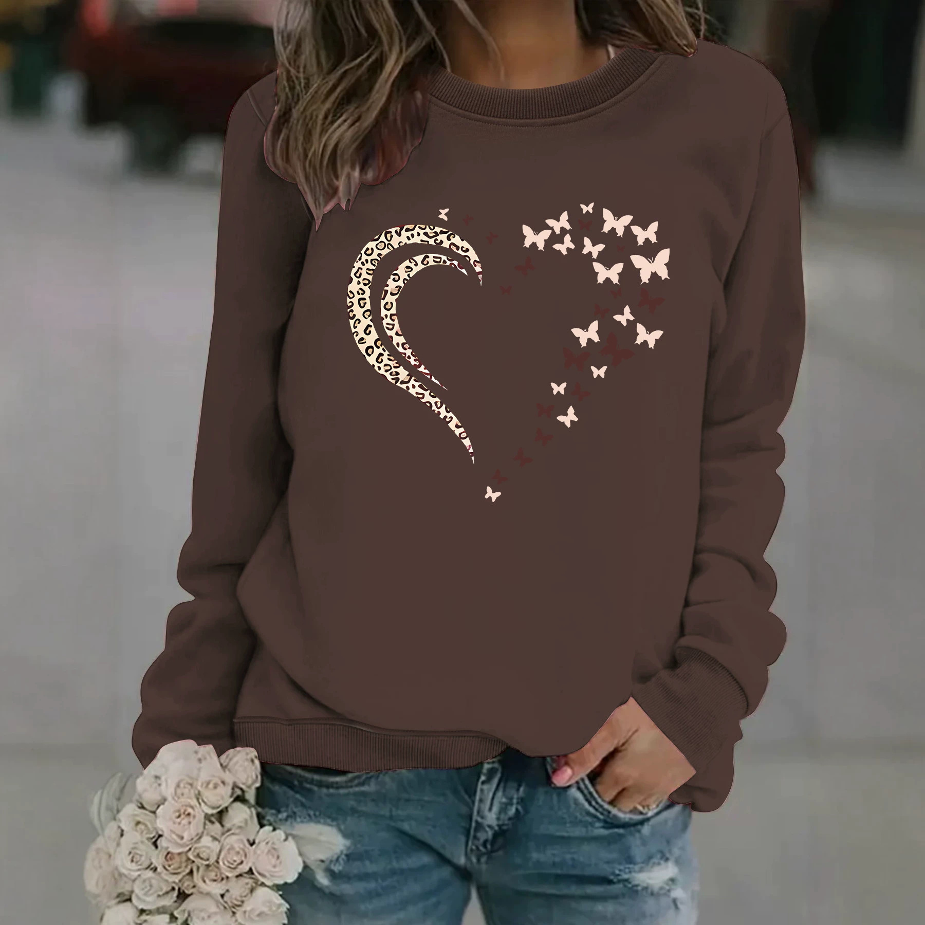 Butterfly print hoodie round neck hoodie — image 3