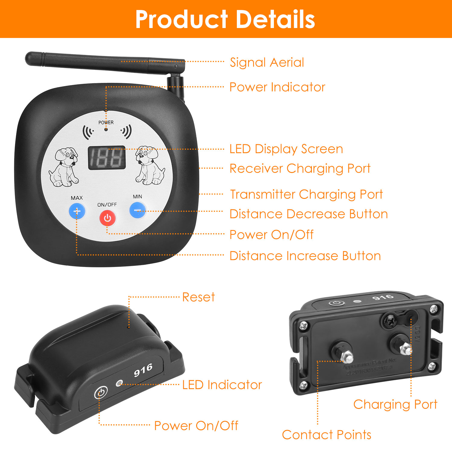 1 Juego de Cerca Eléctrica Inalámbrica para Perros de 328FT con Monitor de Ubicación GPS, Collar Receptor Recargable, Sistema de Cerca con Sonido y Vibración para Perros Pequeños, Medianos y Grandes — imagen 6
