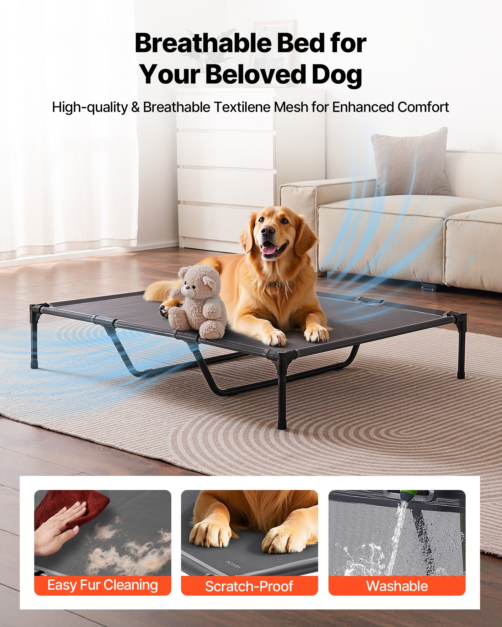 Cama Elevada para Perros Grandes - Cuna Portátil con Estructura de Metal XL — imagen 2