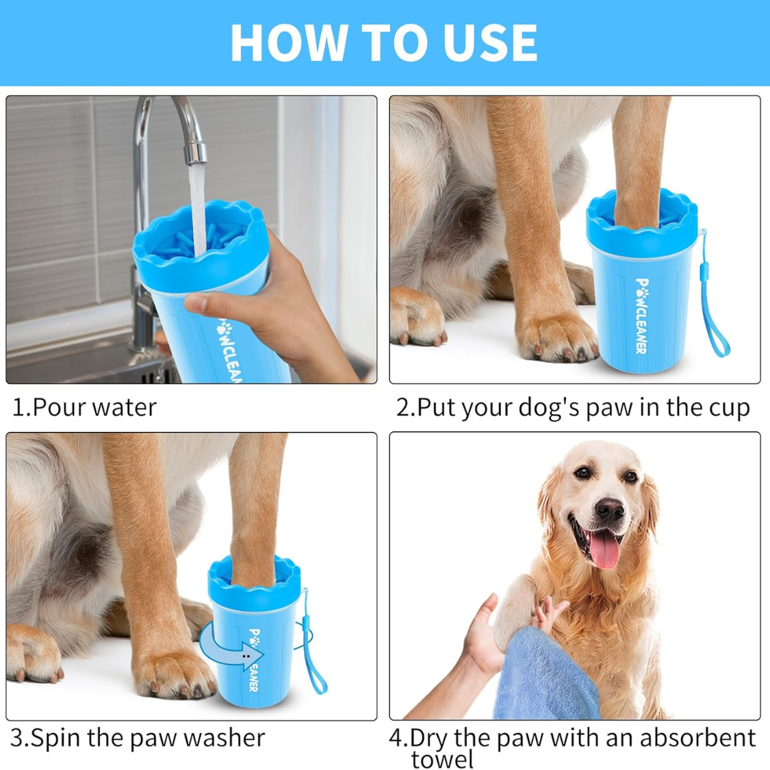 Limpiaza de Patas Caninas Profesionales 7 en 1 para Perros y Gatos - Incluye 1 Limpiaza Portátil, 1 Cepillo de Baño, 2 Cepillos Dentales para Perros y 3 Toallas Absorbentes — imagen 6