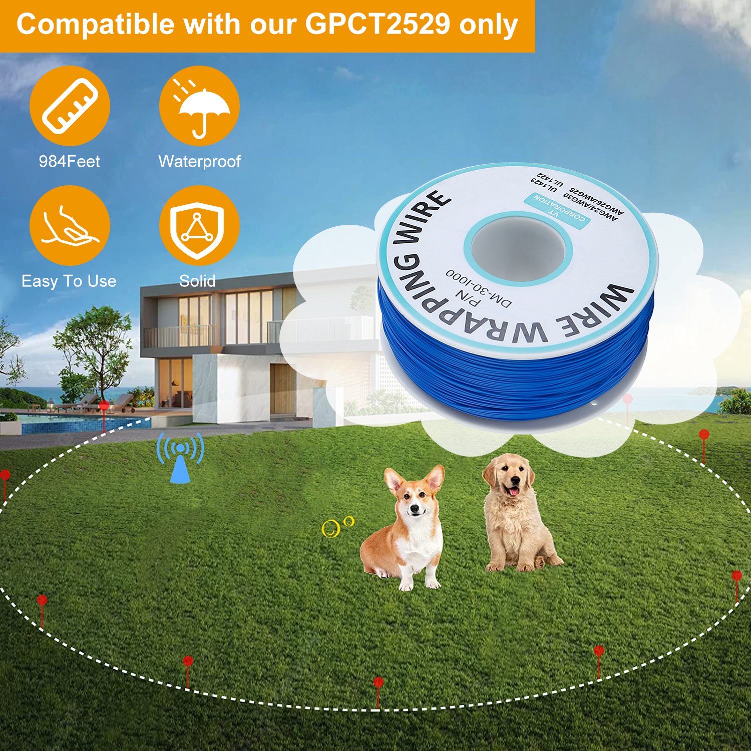 1 Juego de Sistema de Cerca Eléctrica para Perros Contención Perimetral con Sonido y Descarga, Collar Receptor Resistente al Agua para Perros Pequeños, Medianos y Grandes — imagen 4