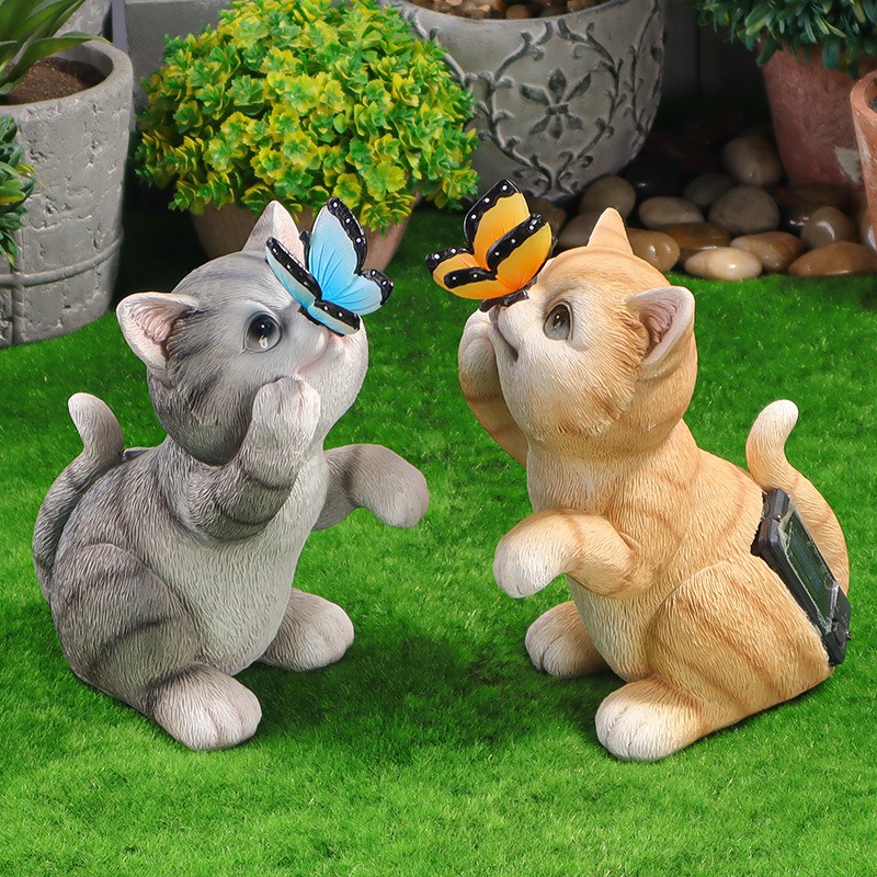 Solar outdoor cat resin night light decoration — image 5