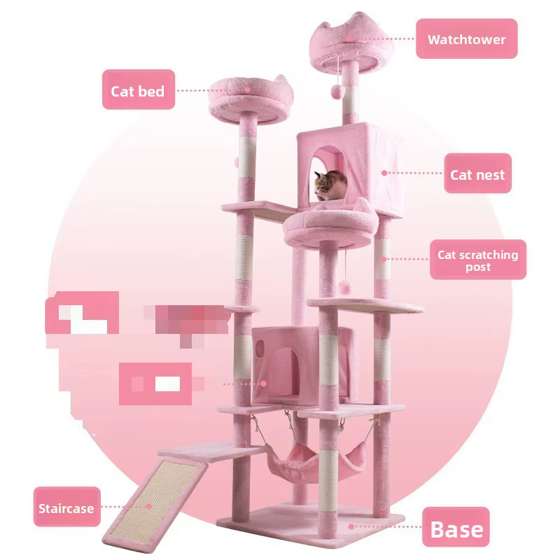 Árbol de gato de varios niveles con postes de rascado y condominio acogedor para gatos grandes — imagen 2