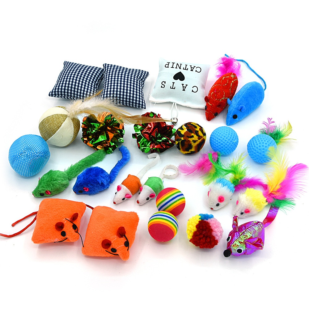 Pet Cat Toy Set Catnip Bag Rainbow Ball Colorful Mouse 24-Piece Toy Set — image 6