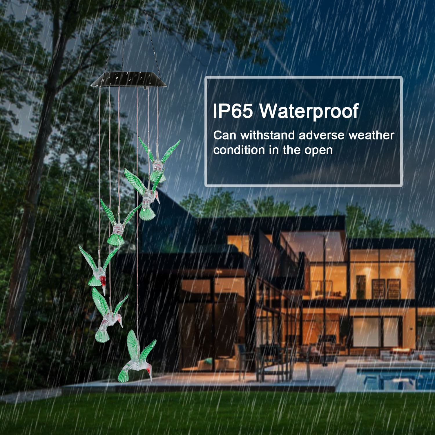 Lámpara de Viento con Colibrí LED Solar para Primavera - Luces de Cadeneta de 6 LEDs Cambiante de Color IP65 Resistentes al Agua Decorativa para Hogar Jardín Frontera Fiesta — imagen 10