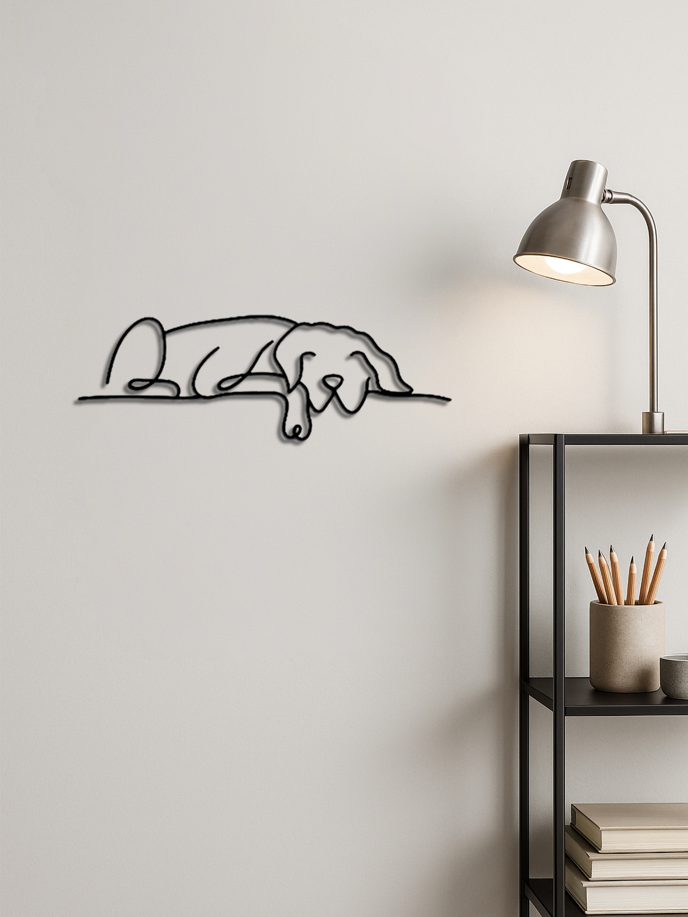 Arte de Muro Metálico Minimalista con Perro, Decoración Gótica y Bohemia para Salón, Dormitorio — imagen 6
