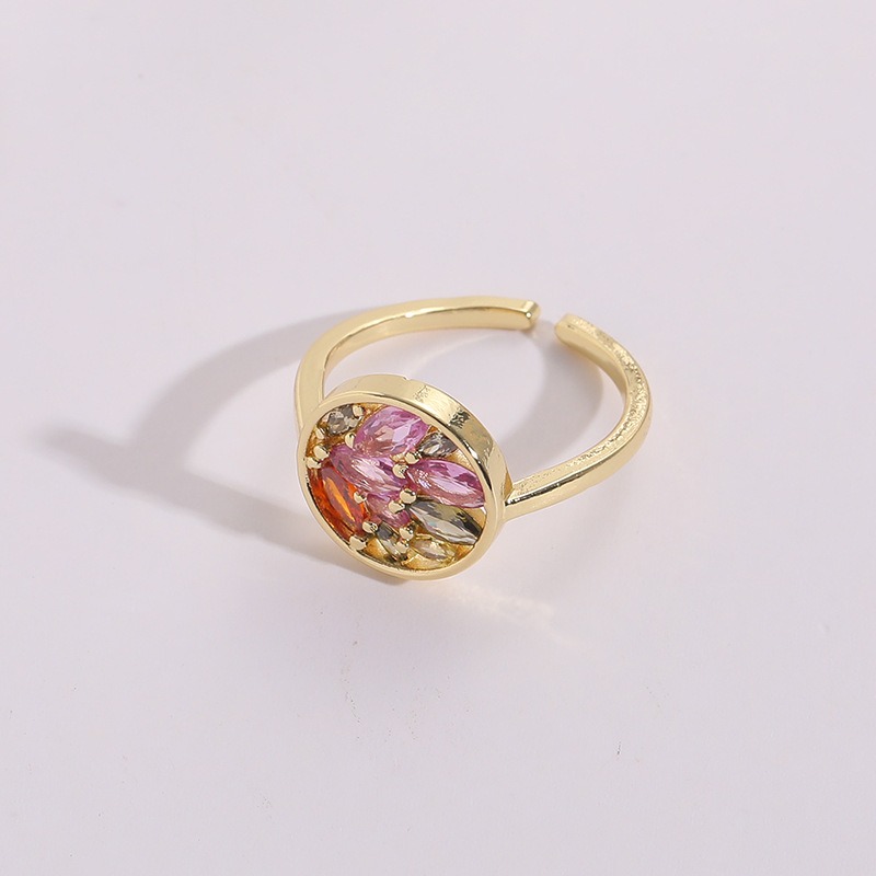 Anillo Abierto de Zircón con Ojo de Caballo para Mujeres Pequeñas en Estilo Nuevo de Cobre 14K Oro Real — imagen 3