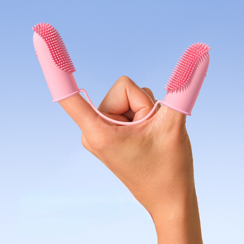 Dental para Perros con Dedos Dobles - Cepillo Oral para Mascotas con Mangas de Látex — imagen 1