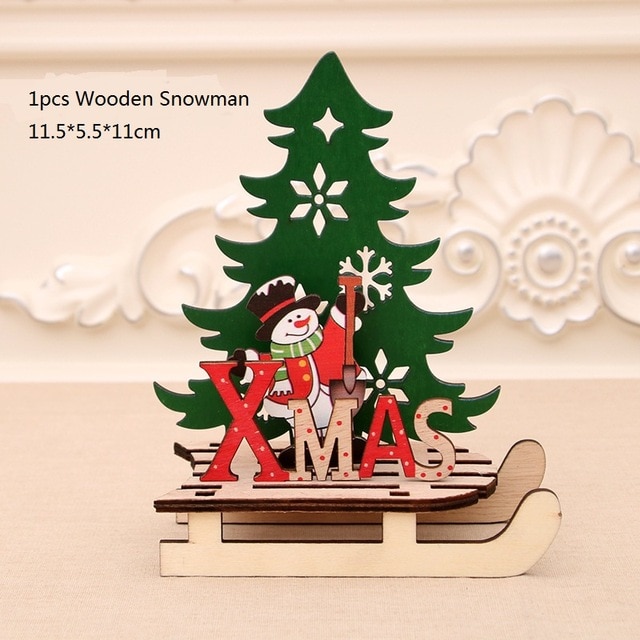 Pulseras y decoraciones de Navidad en madera con Santa Claus, renos y un ciervo para adornar el árbol de Navidad — imagen 7