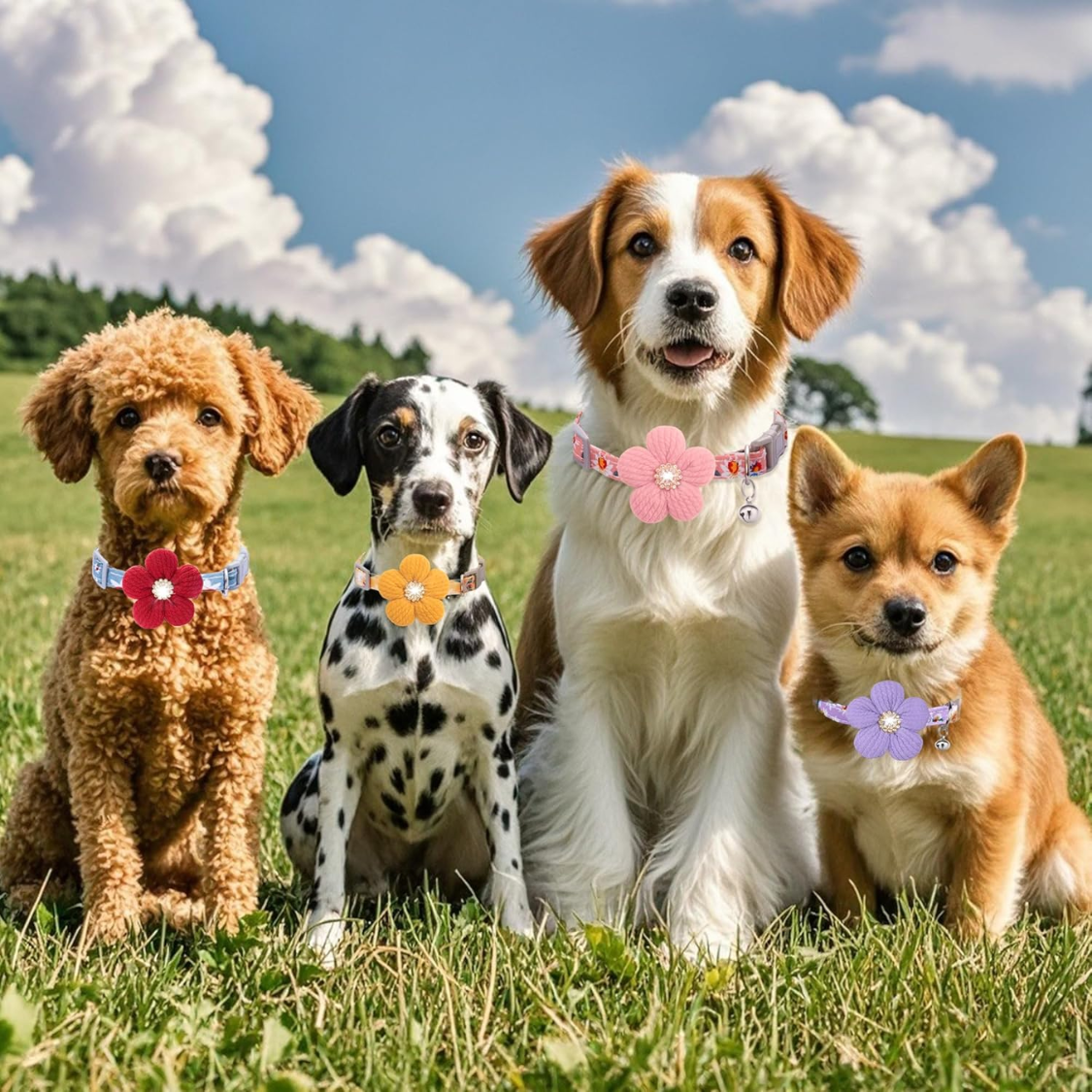 Collar de Perro Pequeño con Flor, Collar de Verano para Cachorros Hembras - Collares para Perros Pequeños con Campana y Ajuste — imagen 2