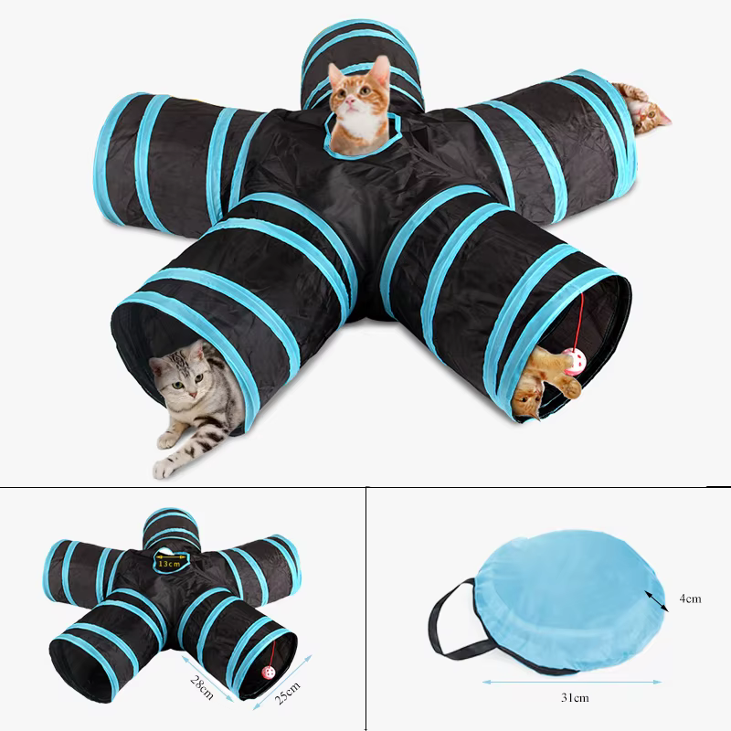 Túnel para gatos 5/4/3 agujeros, juguetes divertidos para gatos, juguetes plegables, interactivos, con conejo, juegos de animales, juguete para gatos, productos para mascotas — imagen 1